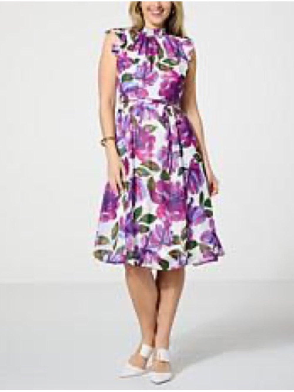 Nina Leonard Purple and White Floral Dress